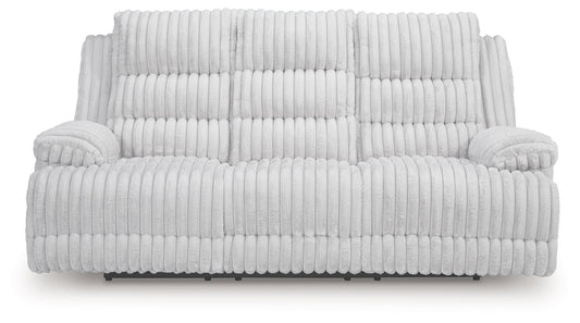 Rhines Falls - Reclining Power Sofa With Drop Down Table - Alloy