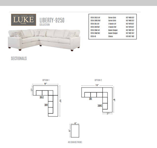 Liberty 2 piece Sectional with Sleeper