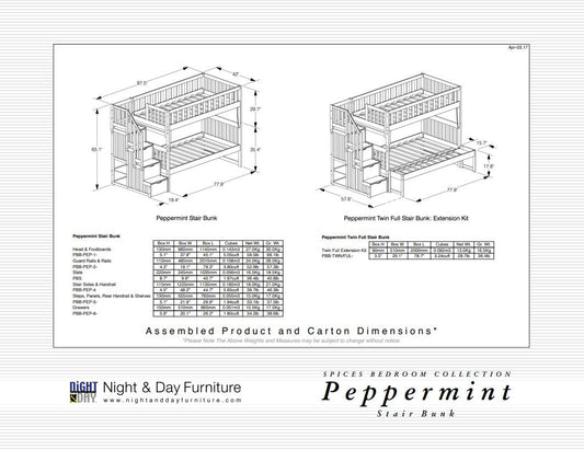 Peppermint Twin/Full Staircase Bunk
