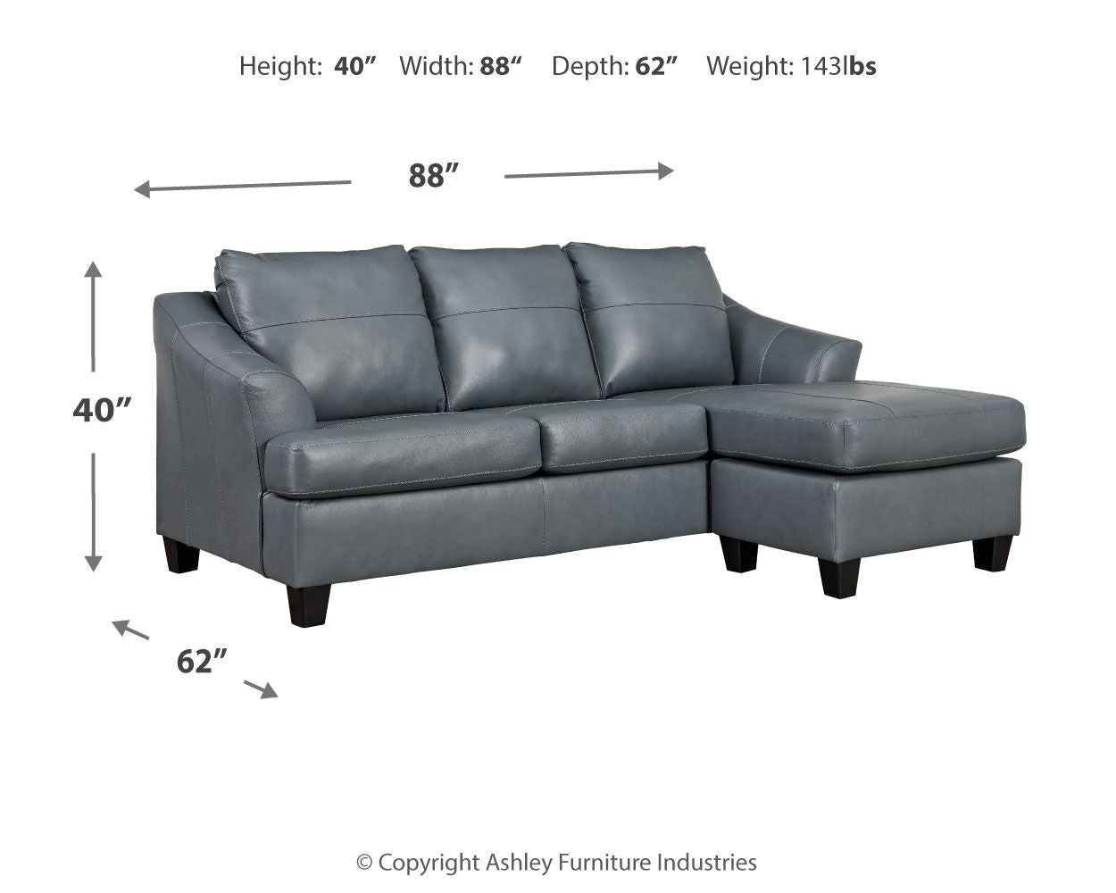 Genoa - Sofa Chaise - Steel