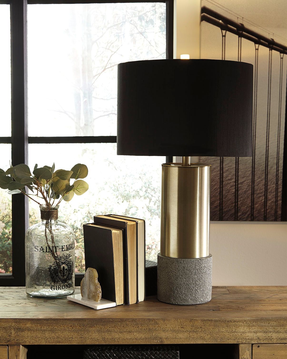 Jacek - Metal Table Lamp (Set of 2) - Gray / Brass Finish