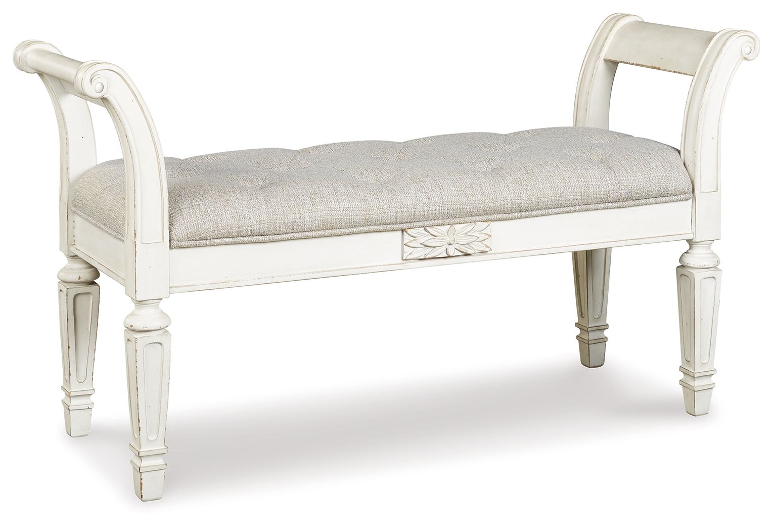 Realyn - Accent Bench - Antique White – Rooms Unlimited