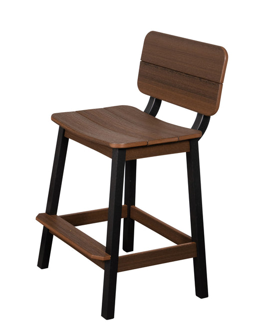 SurfAira Saddle Bar Stool w/ Back Wood Grain
