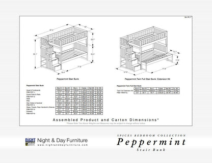 Peppermint Twin/Full Staircase Bunk