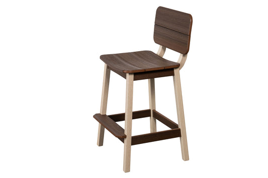 SurfAira Saddle Bar Stool w/ Back Wood Grain
