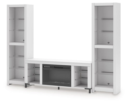 Brollevi - 3-Piece Entertainment Center With Fireplace - White