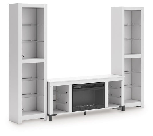 Brollevi - 3-Piece Entertainment Center With Fireplace - White