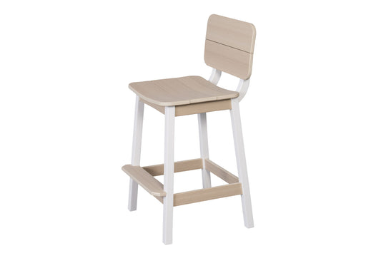 SurfAira Saddle Counter Stool w/ Back Wood Grain