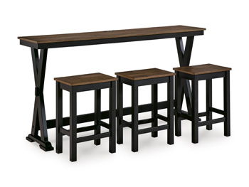 Wildenauer - Rectangular Dining Room Counter Table Set (Set of 4) - Brown / Black