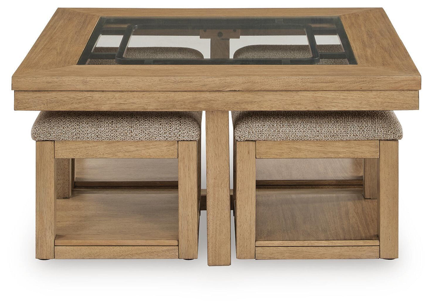 Wittenmyer - Cocktail Table With 4 Stools (Set of 5) - Natural / Black