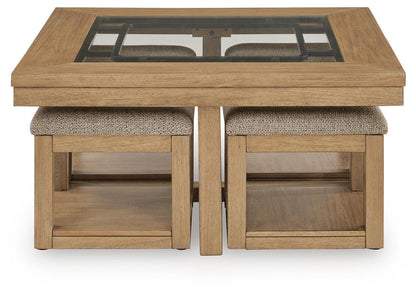 Wittenmyer - Cocktail Table With 4 Stools (Set of 5) - Natural / Black