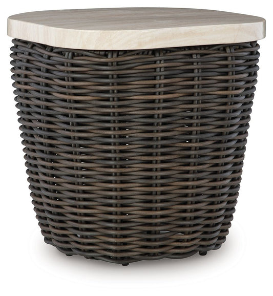 Kimora - Square End Table - Beige / Dark Brown