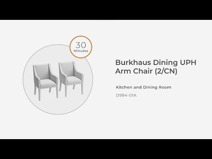 Burkhaus - Dining UPH Arm Chair (Set of 2) - Beige / Dark Brown
